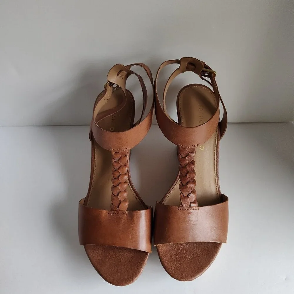 Franco Sarto Tan Leather Wedge Sandal